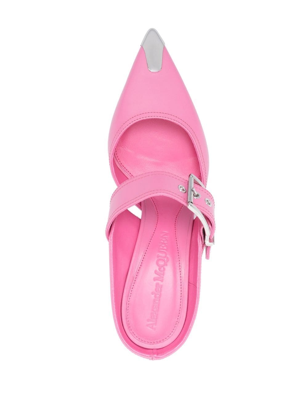 Alexander McQueen 75mm Metallic Toe-Cap Leather Mules Pink