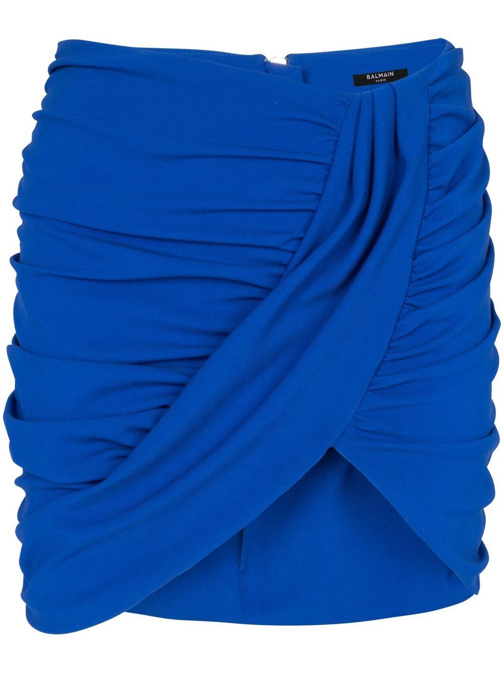 Balmain Ruched Mini Skirt in Cobalt Blue Blue