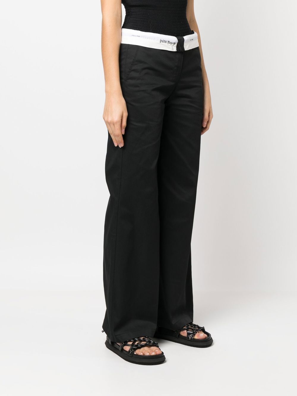 Palm Angels Reversed Waistband Straight-Leg Trousers Black