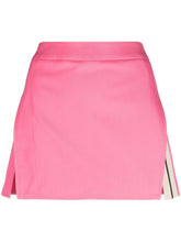 Palm Angels Stripe-Detail A-Line Cotton Mini Skirt Pink