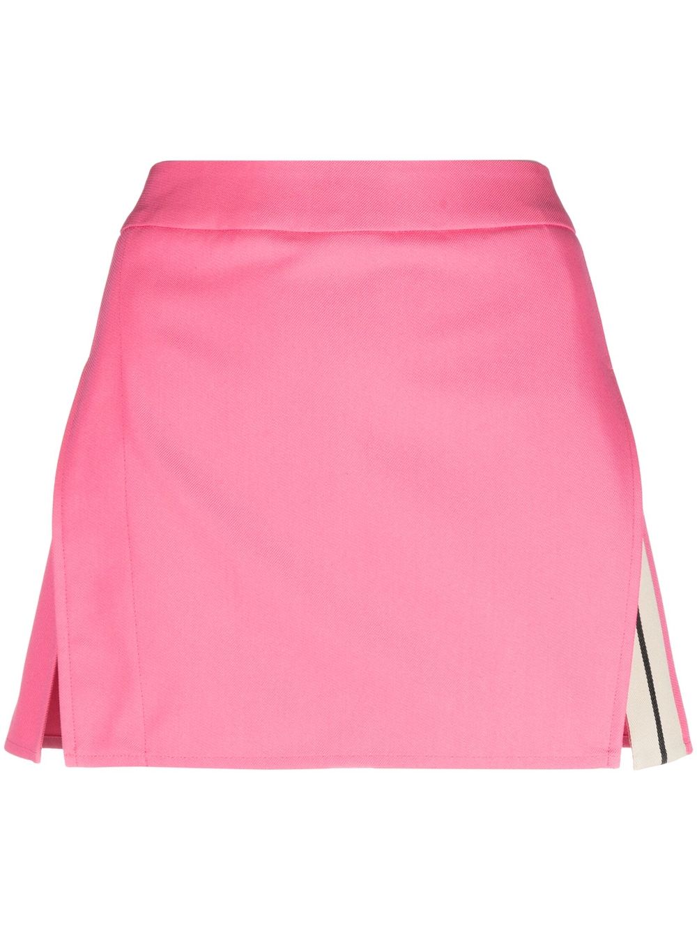 Palm Angels Stripe-Detail A-Line Cotton Mini Skirt Pink
