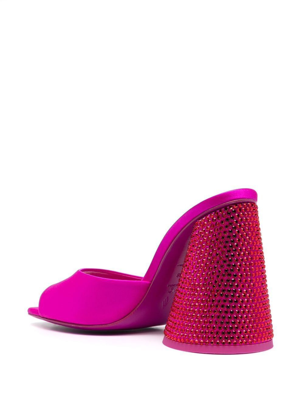 The Attico Luz 105mm Crystal-Embellished Satin Mules Fuchsia