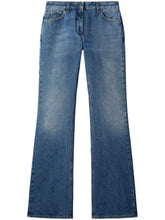 Off White Flared Cotton Stonewashed Jeans Blue Blue
