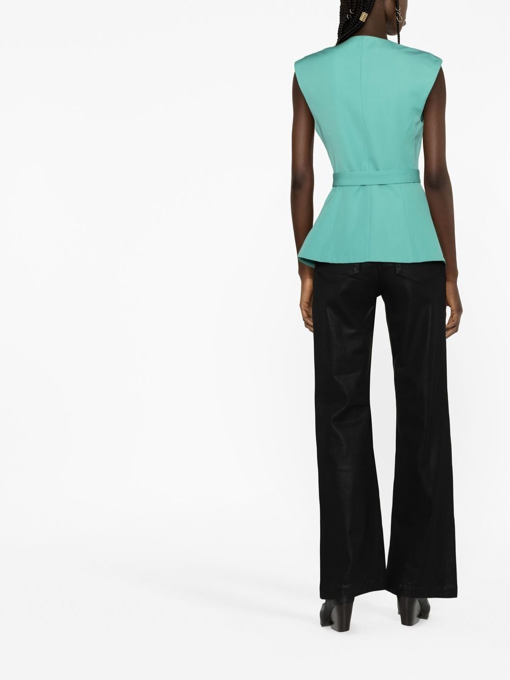 Balmain Belted Sleeveless Jacket Green