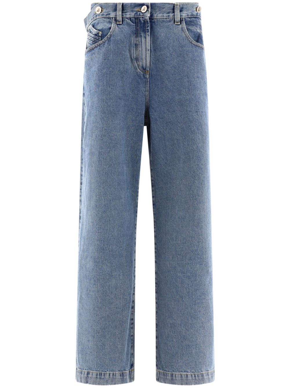 The Attico Straight-Leg Washed Denim Jeans Clear Blue