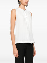Lanvin Pleated Crepe de Chine Sleeveless Top White White