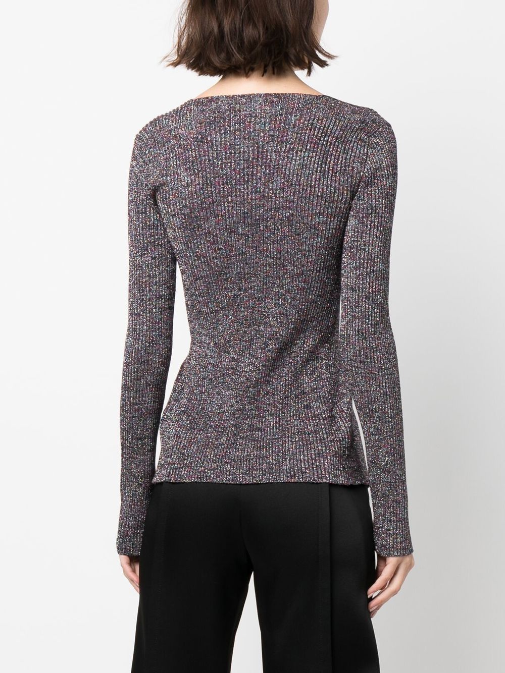 GCDS Glittered V-Neck Knitted Cardigan Grey