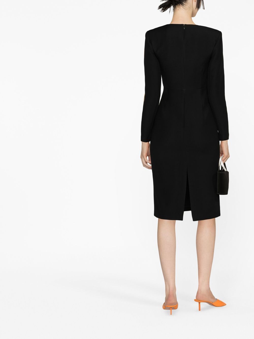 Roland Mouret Pre Sweetheart-Neckline Wool Midi Dress Black Black