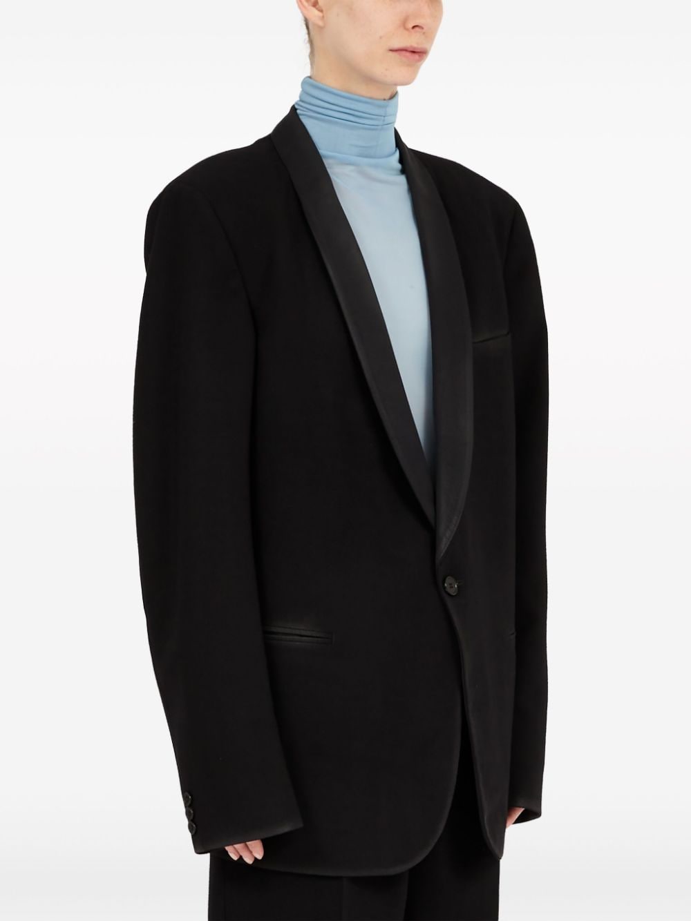 Maison Margiela Signature Wool Shawl Collar Jacket Black