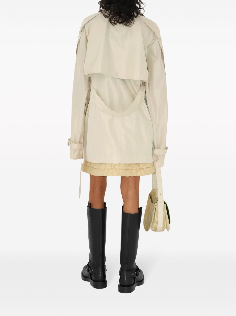 Burberry Short Silk Trench Coat in White