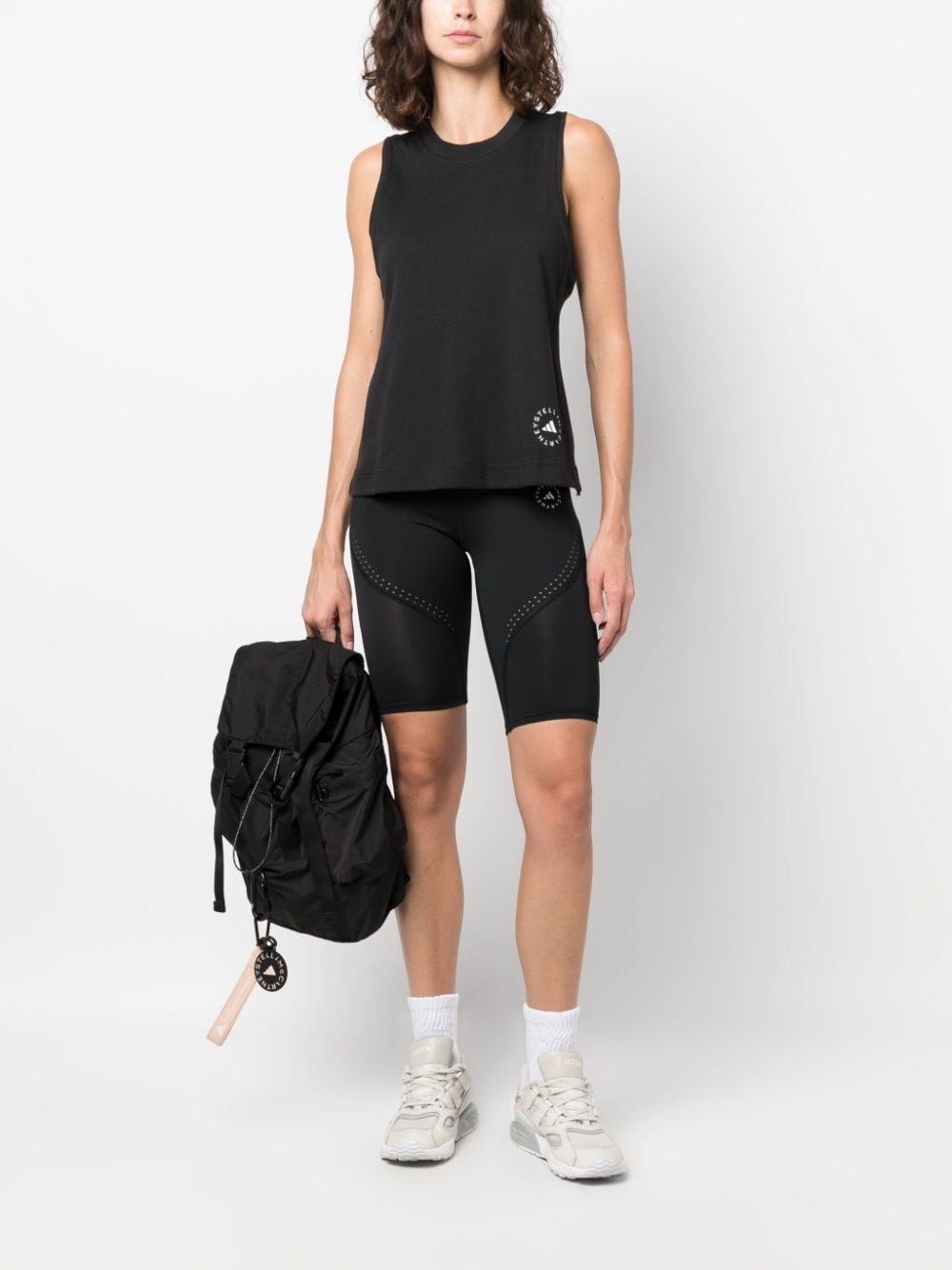 Adidas By Stella McCartney Logo-Print Organic Cotton-Blend Tank Top Black Black
