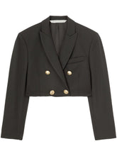 Palm Angels Cropped Double-Breasted Wool-Blend Blazer Black Black