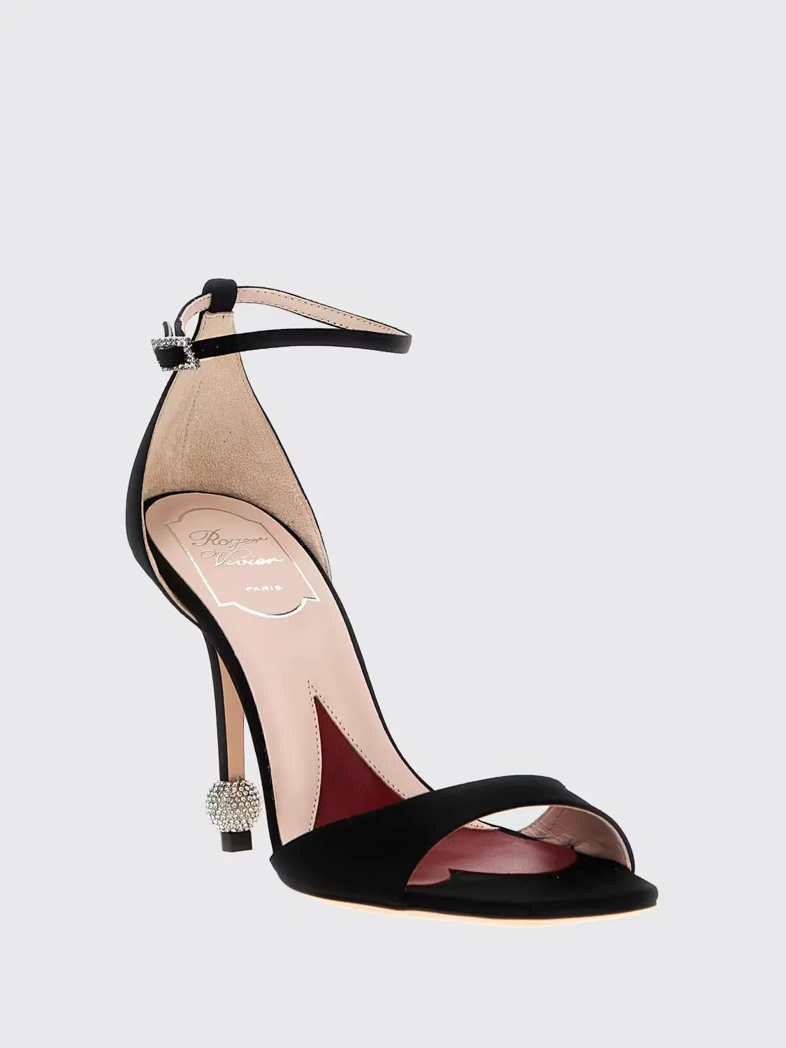 ROGER VIVIER Sandale noire à talon bijou