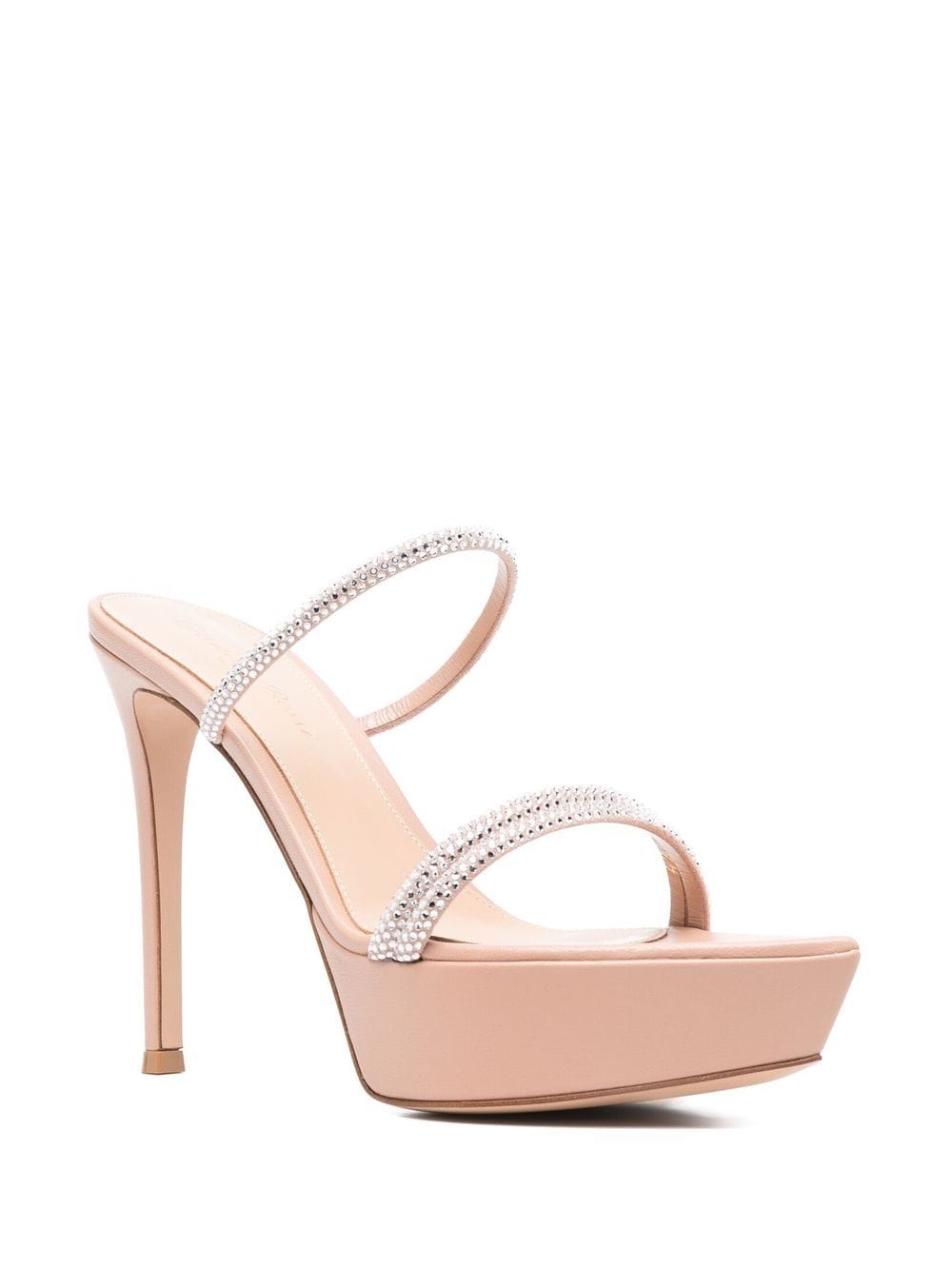 Platform crystal-strap mules