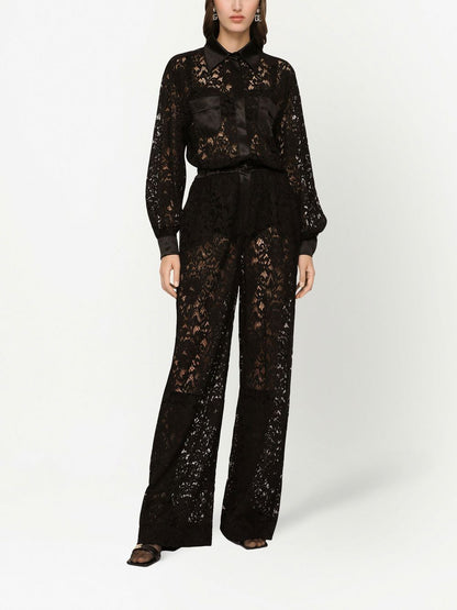 D&amp;G lace-trim long-sleeve jumpsuit