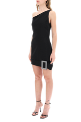 One-shoulder mini dress with rhin