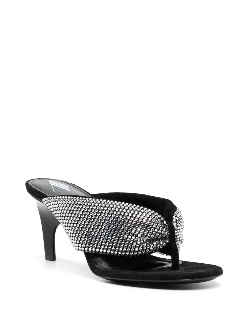 The Attico Crystal-Embellished Leather High-Heel Sandals Silver