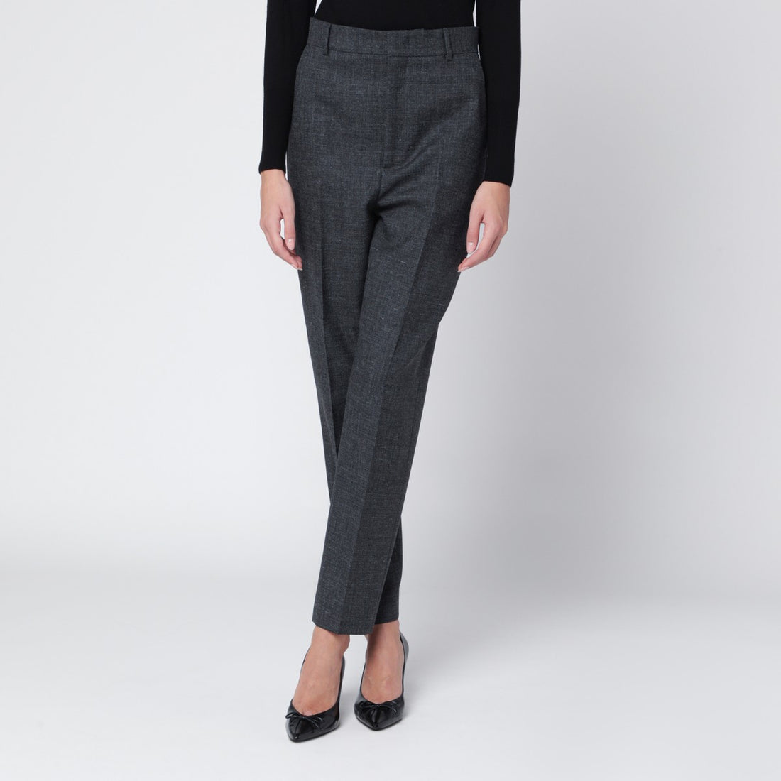 Moschino Grey Wool Pleated Formal Trousers Grey