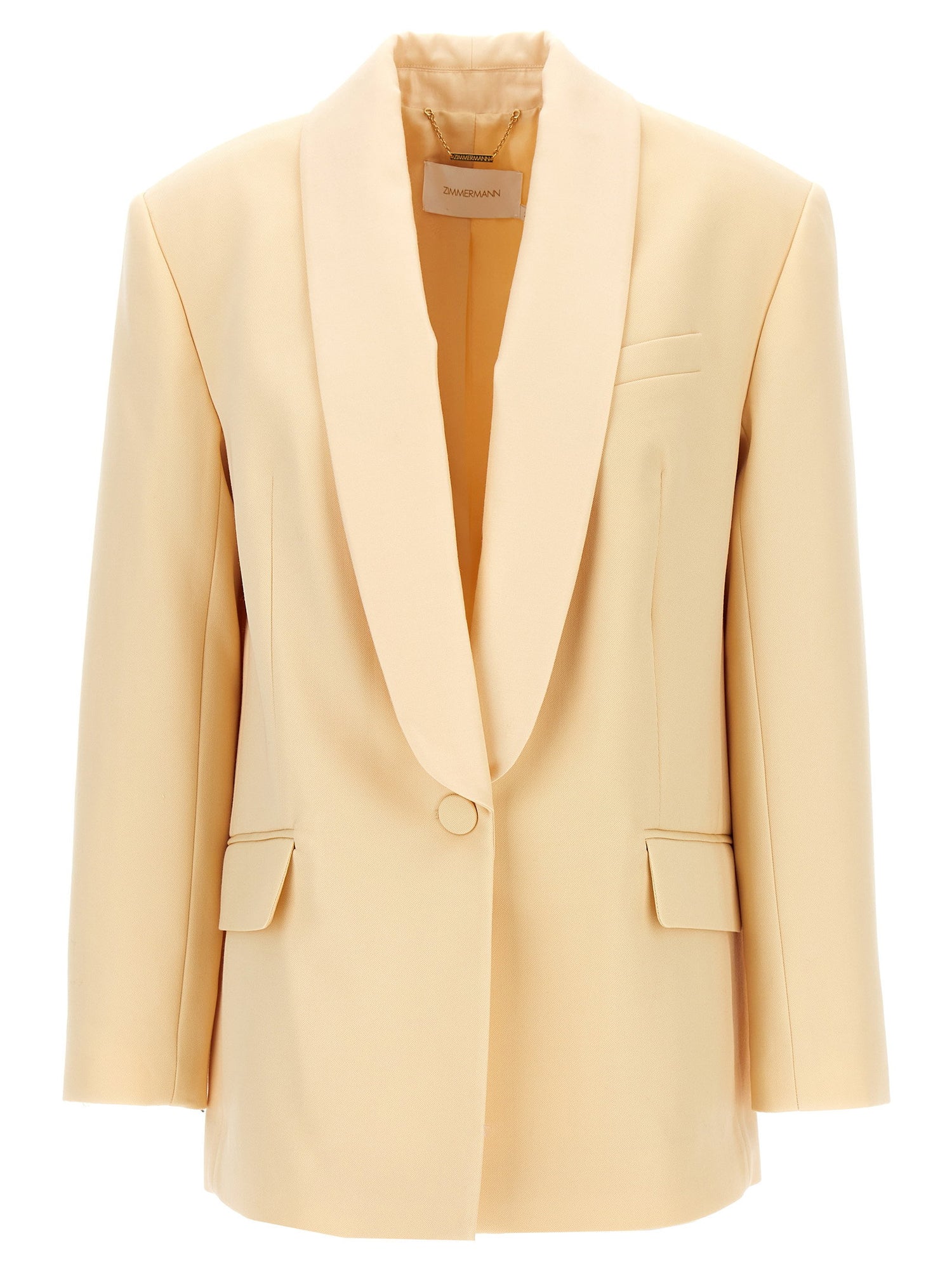 Zimmermann Illustration Shawl Tux Jacket Blazer Beige