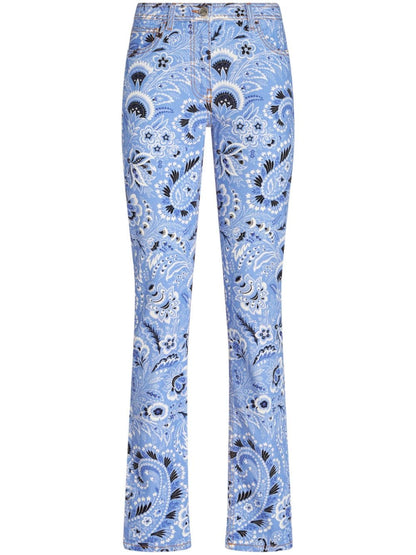 Etro Skinny Bandana Print Jeans in Clear Blue Clear Blue