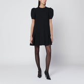 Moschino Black Pleated Mini Dress with Puff Sleeves Black