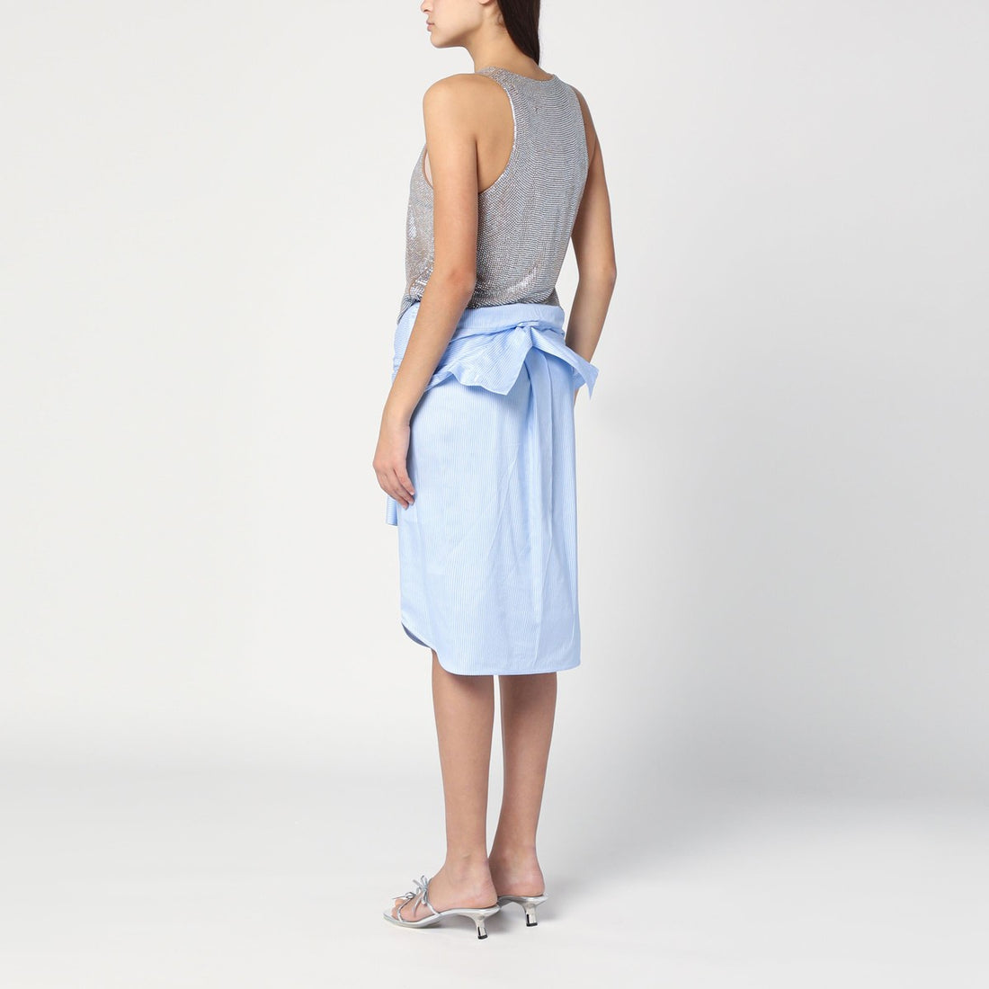 Giuseppe Di Morabito Sleeveless Rhinestone-Embellished Shirt Dress Light Blue light blue