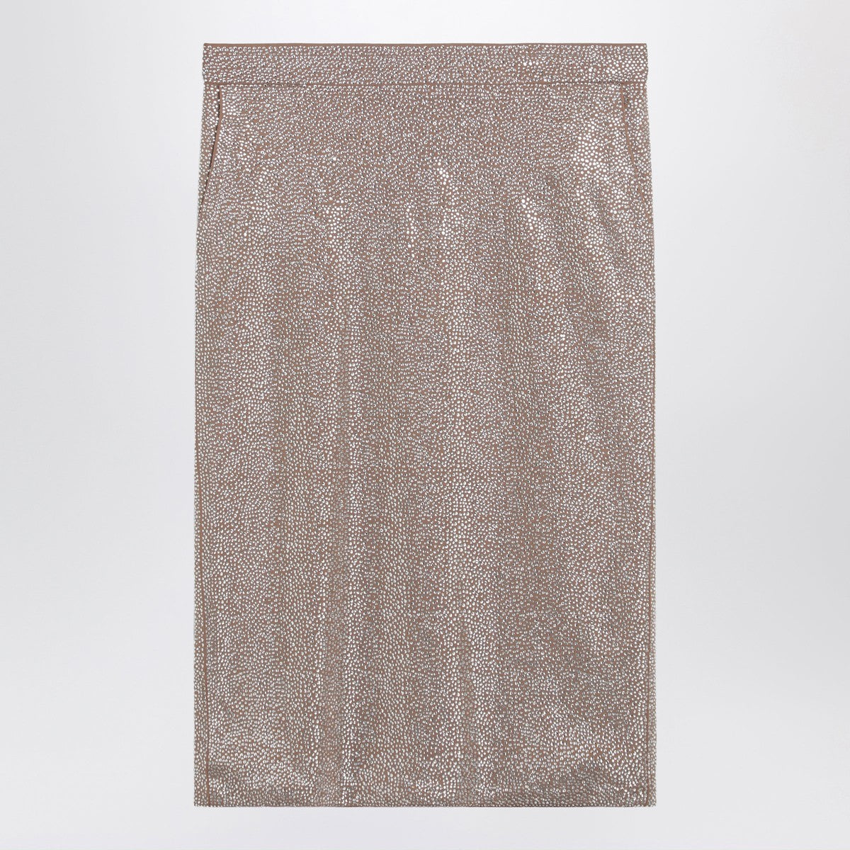 Giuseppe Di Morabito Midi Skirt with All-Over Silver Rhinestones Metal