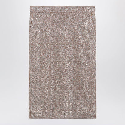 Giuseppe Di Morabito Midi Skirt with All-Over Silver Rhinestones Metal