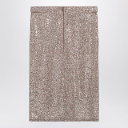 Giuseppe Di Morabito Midi Skirt with All-Over Silver Rhinestones Metal