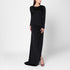 Giuseppe Di Morabito Long Draped Black Dress with Rhinestone Brooch Detail Black