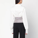 Giuseppe Di Morabito White Cotton Shirt with Silver Rhinestone Bustier Detail White
