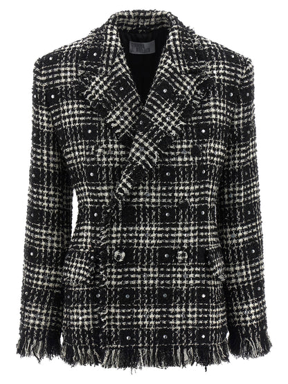 Giuseppe Di Morabito Tweed And Rhinestone Blazer White/black