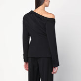 Giuseppe Di Morabito Asymmetrical Virgin Wool Jacket with Rhinestone Brooch Black