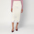 Giuseppe Di Morabito White Wool Knit Tube Skirt with Lace and Rhinestone Embellishments White