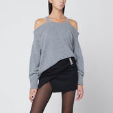 Giuseppe Di Morabito Grey Wool Sweater with Crystal Embellished Shoulders Grey