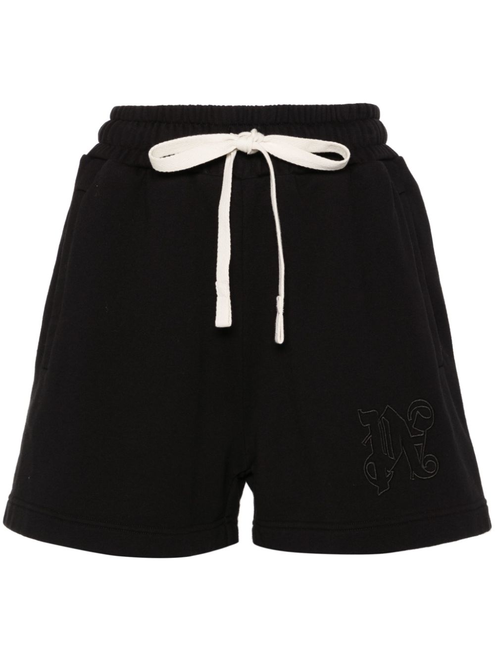 Palm Angels Embroidered Logo Cotton Jersey Shorts Black