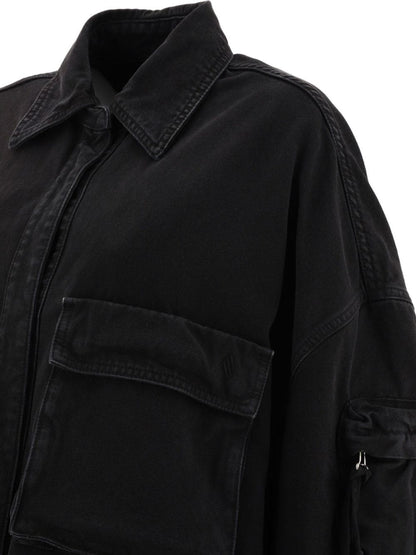 The Attico Cotton Cargo Jacket with Classic Collar Black