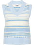 Ganni Striped Sleeveless Merino Wool-Blend Sweater Vest Clear Blue