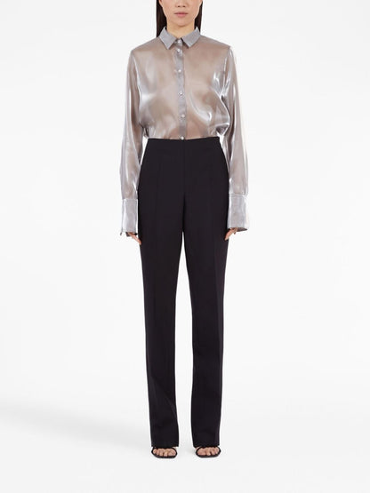 Ferragamo Straight-Leg Wool Trousers Black Black