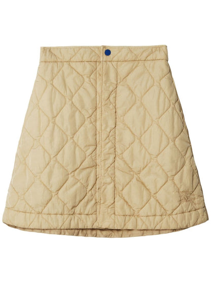 Burberry Quilted A-Line Mini Skirt White