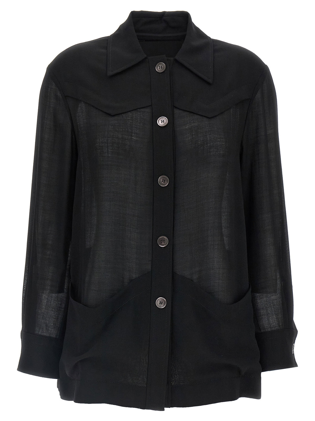 Ferragamo Semi-sheer Wool Jacket Black