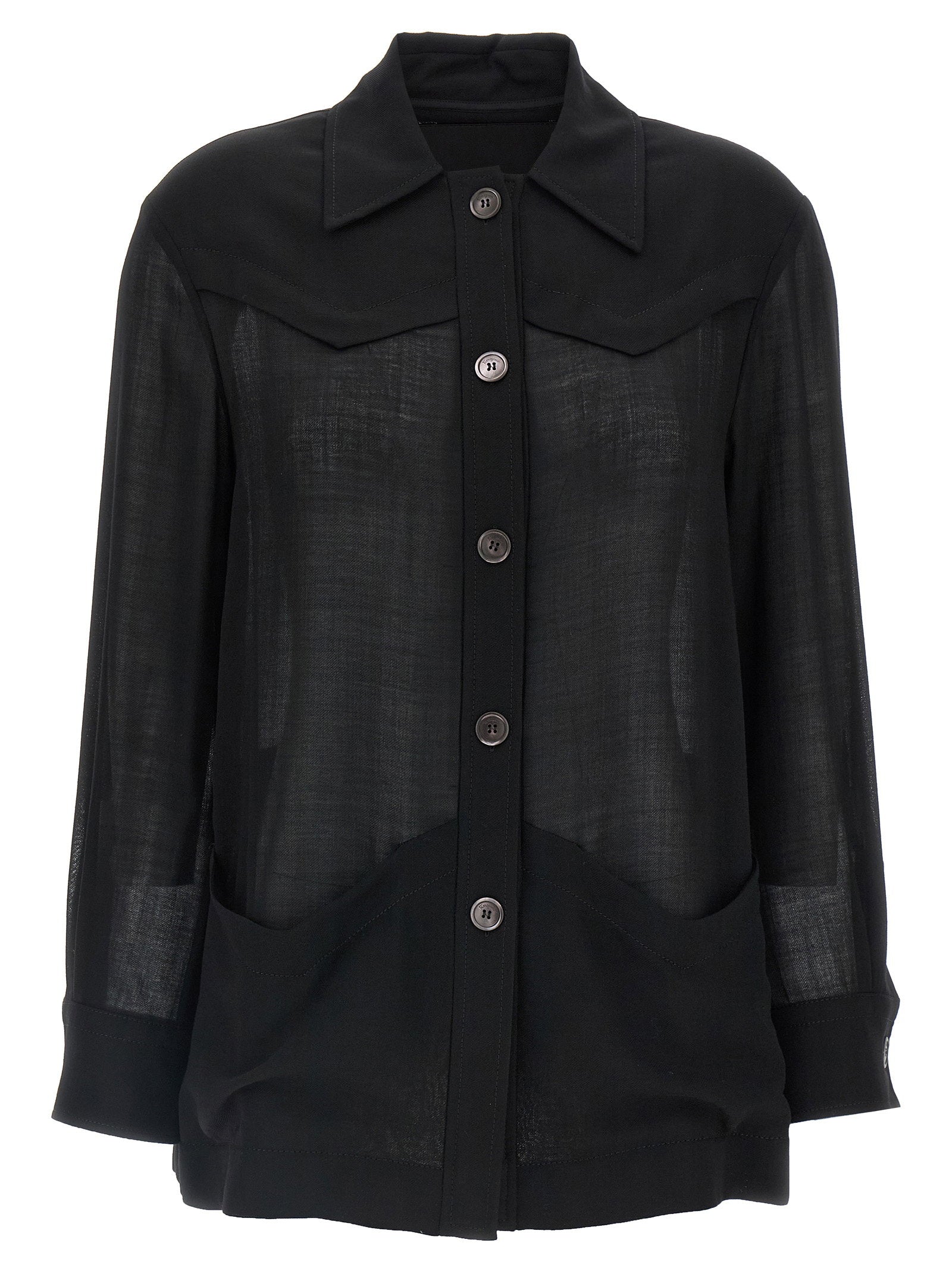 Ferragamo Semi-sheer Wool Jacket Black