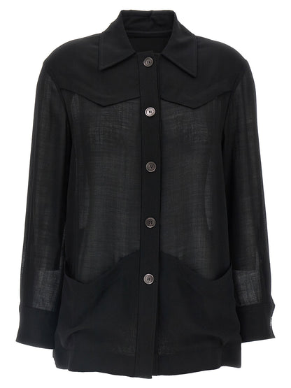 Ferragamo Semi-sheer Wool Jacket Black
