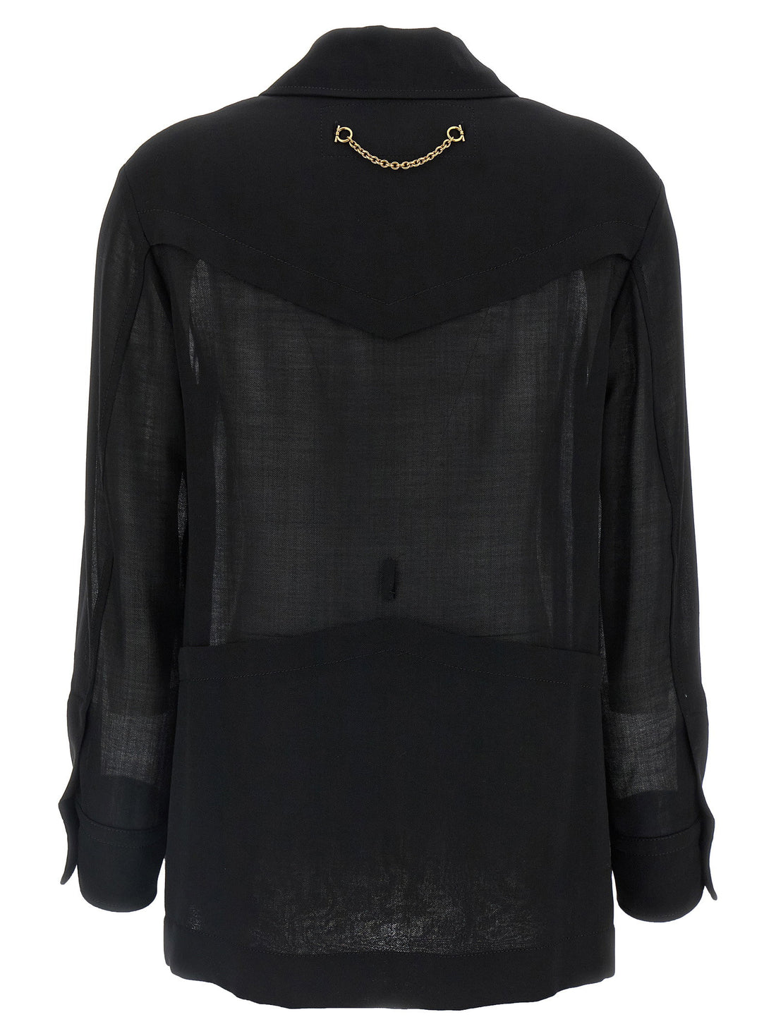 Ferragamo Semi-sheer Wool Jacket Black