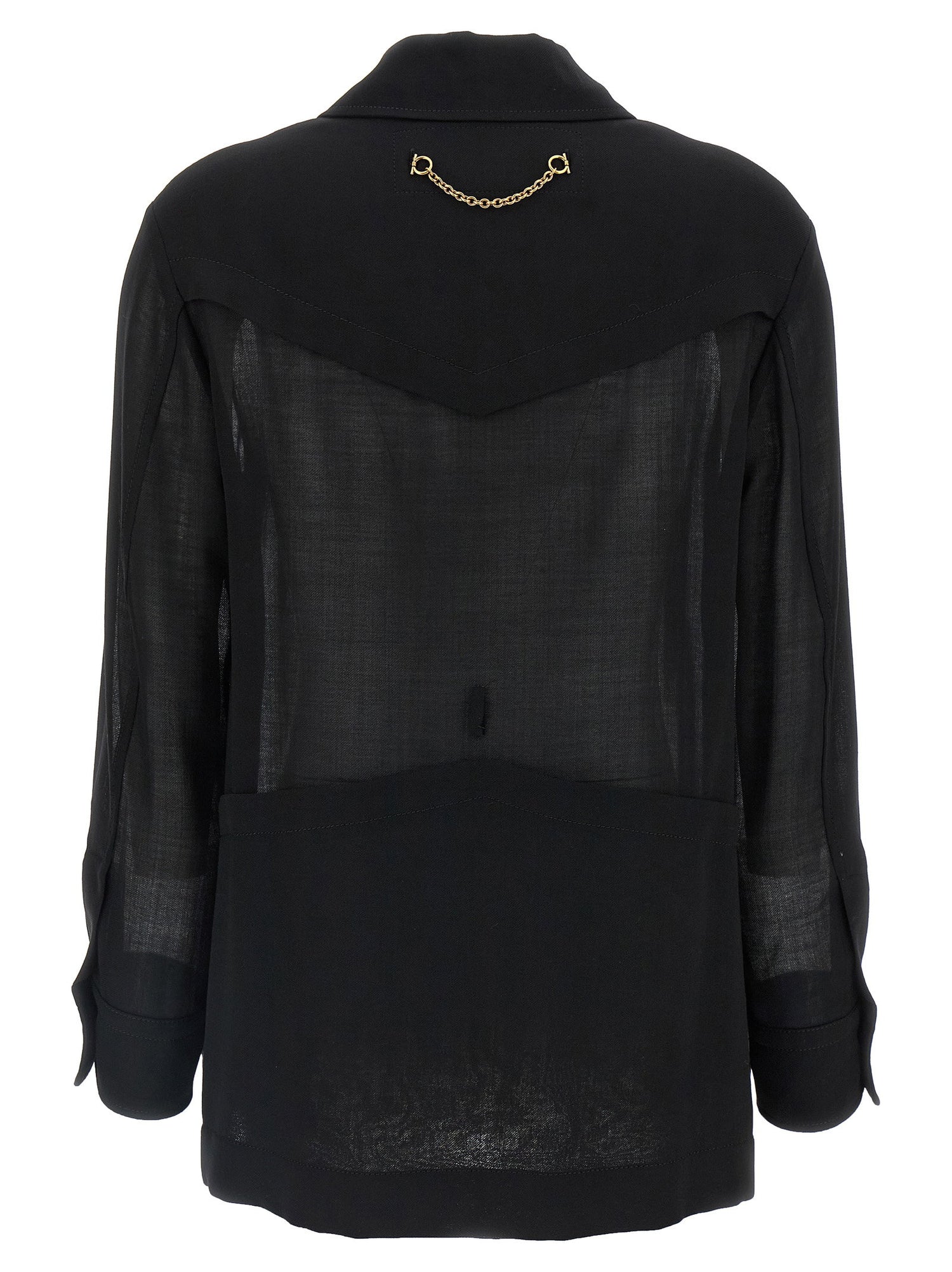 Ferragamo Semi-sheer Wool Jacket Black
