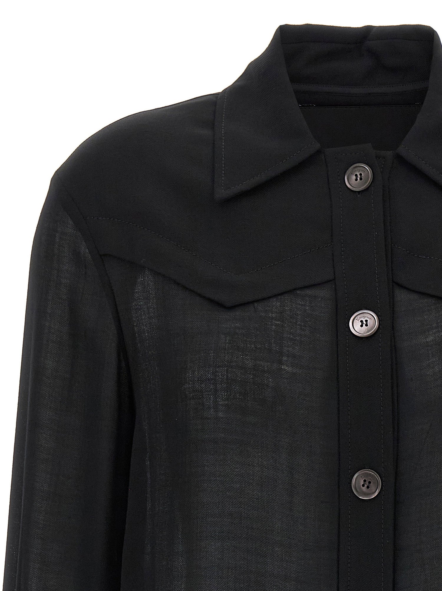 Ferragamo Semi-sheer Wool Jacket Black