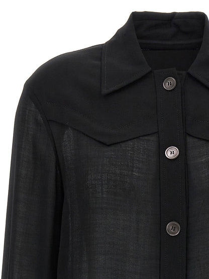 Ferragamo Semi-sheer Wool Jacket Black