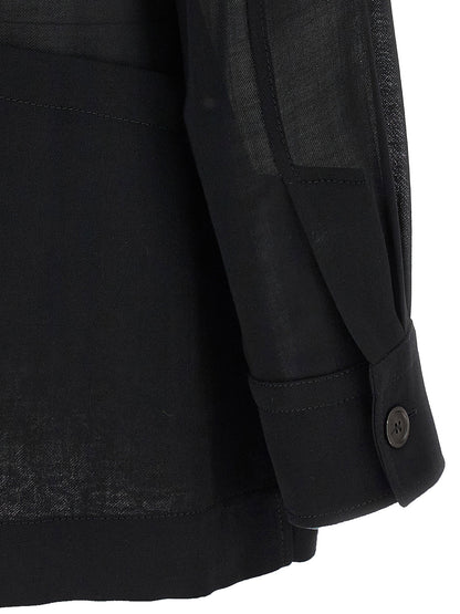 Ferragamo Semi-sheer Wool Jacket Black