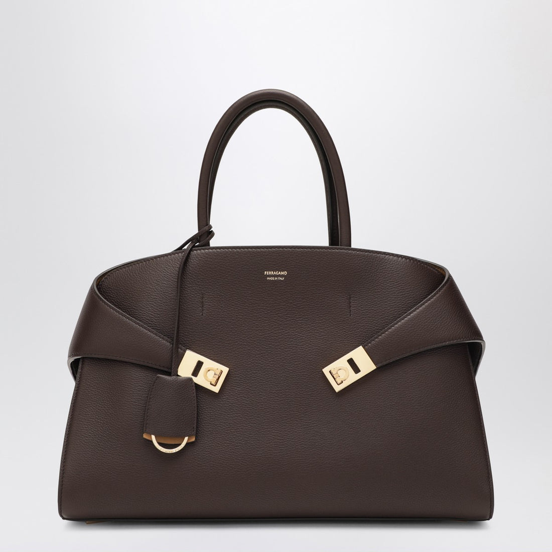 Ferragamo Hug M Leather Handbag Brown