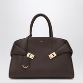 Ferragamo Hug M Leather Handbag Brown